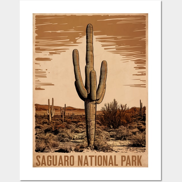 Vintage Saguaro National Park Arizona Wall Art by Perspektiva